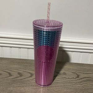 SOLD Pink and Blue Grid Venti 24oz Stabrucks Cold Cup Tumbler